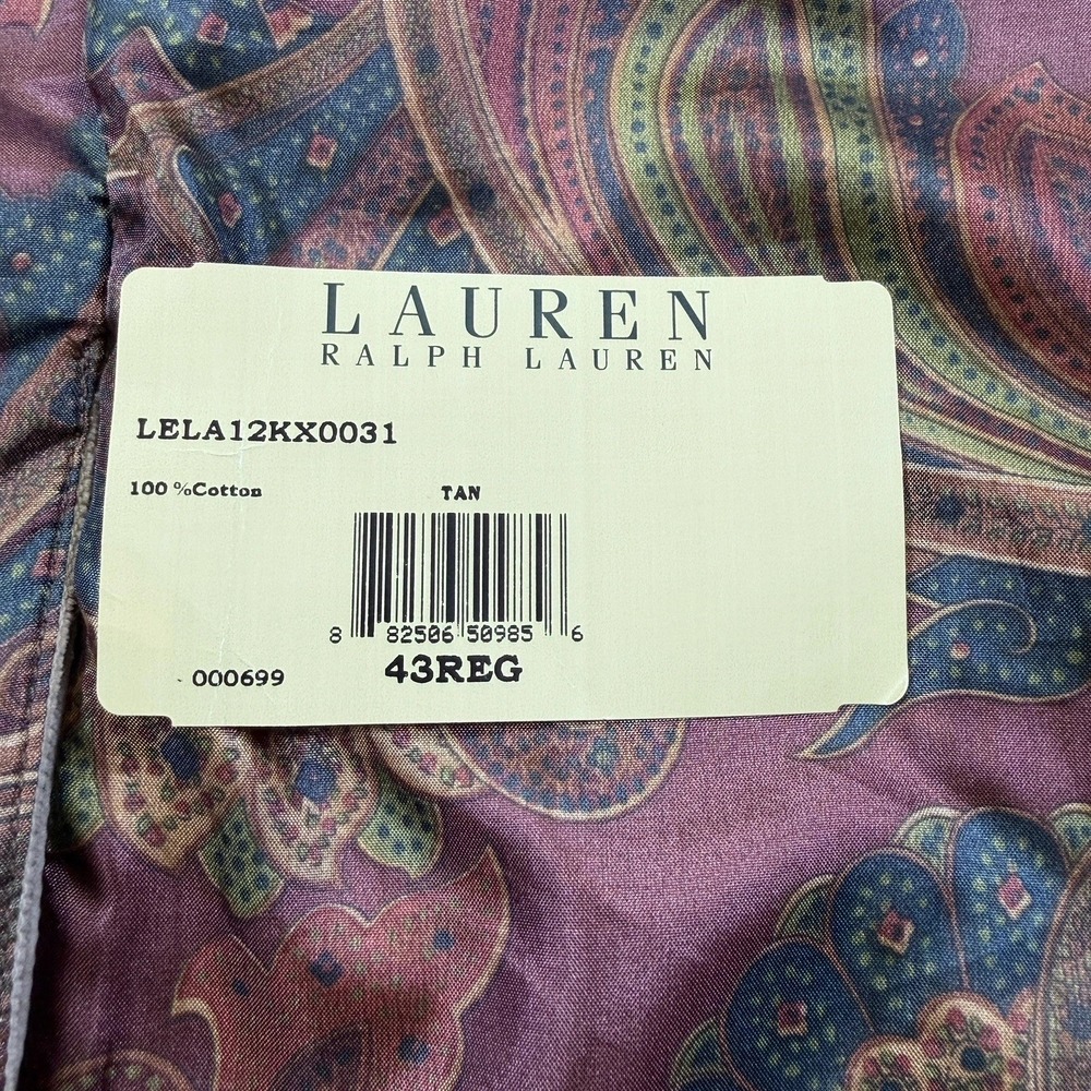 Vintage Lauren Ralph Lauren Corduroy Blazer 43 Regular Light Brown Tan 2 Button - Picture 8 of 10